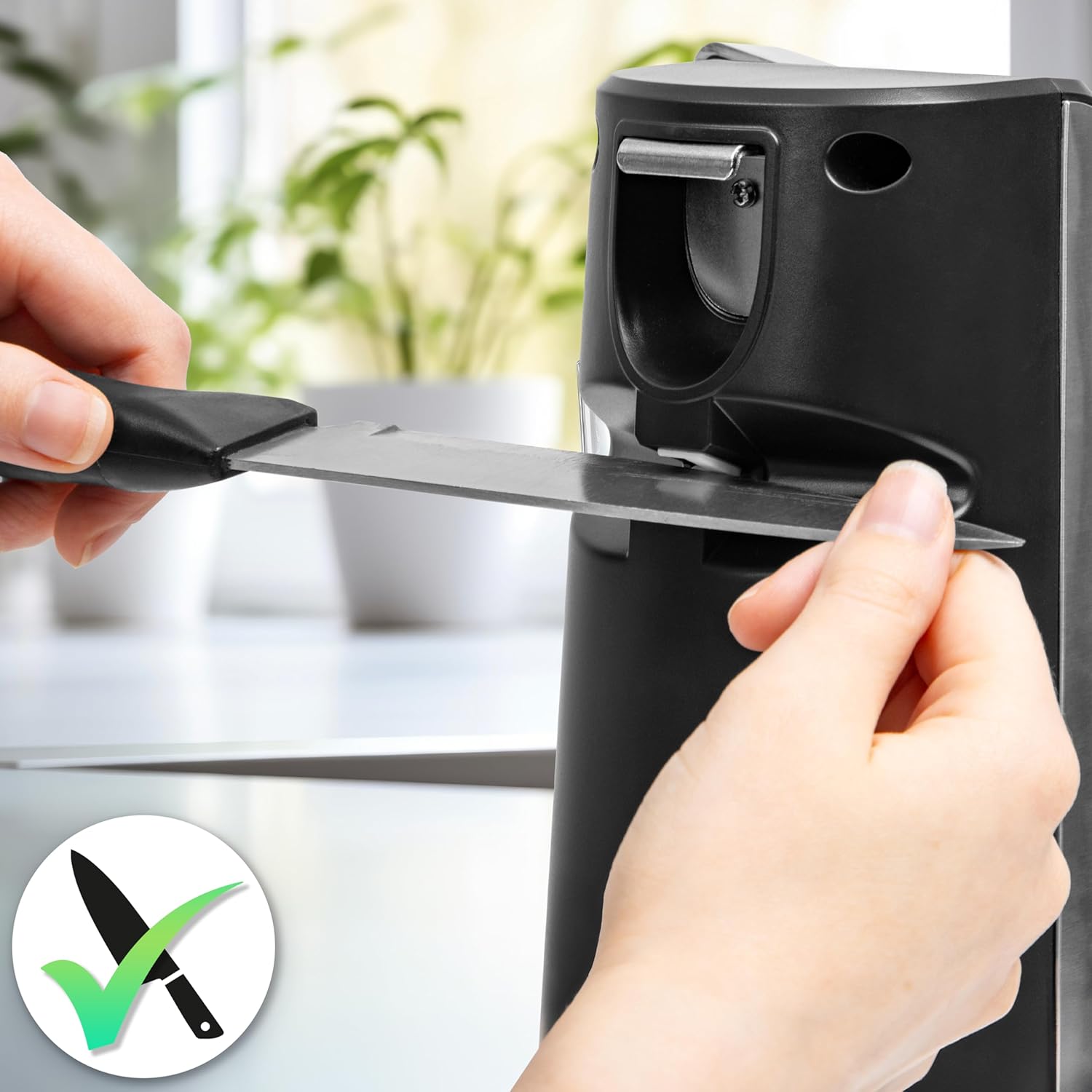 Duronic CO60 Ouvre-boîte électrique 50W Ouvre boîtes de conserve automatique Aiguiseur de couteaux Décapsuleur pour bouteille Permet de retirer les capsules des bouteilles et cannettes