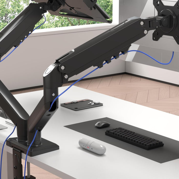 Duronic DM6AL1 Bras pour Ecran d’Ordinateur de 13 à 32 Pouces avec Support pour Ordinateur Portable VESA 75 100 Charge maximale de 9 kg Rotation 360° Bras avec Ressort à gaz