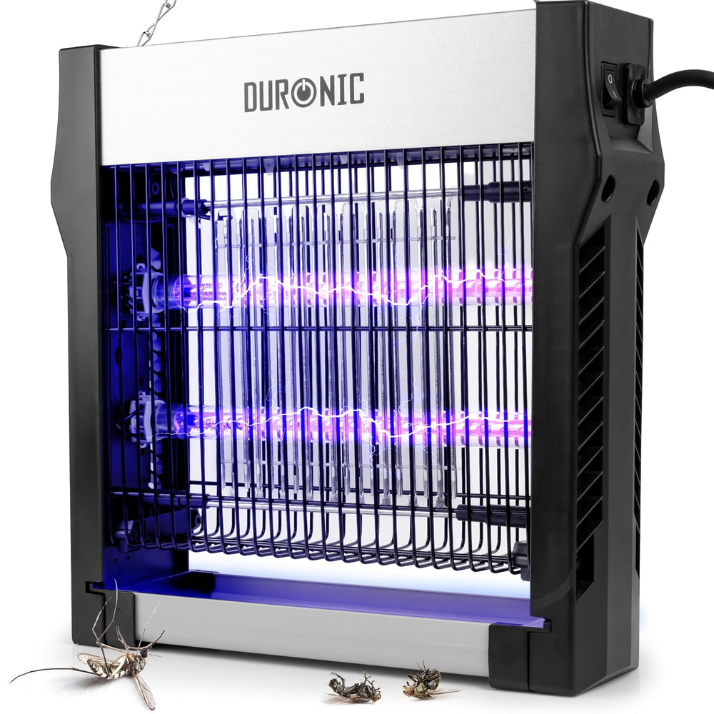 Duronic FK2X4 Piège à insectes électrique 8W Zapper électrique UV Plateau amovible Chaîne de suspension Petite lampe anti mouches moustiques insectes moucherons Répulsif à insecte