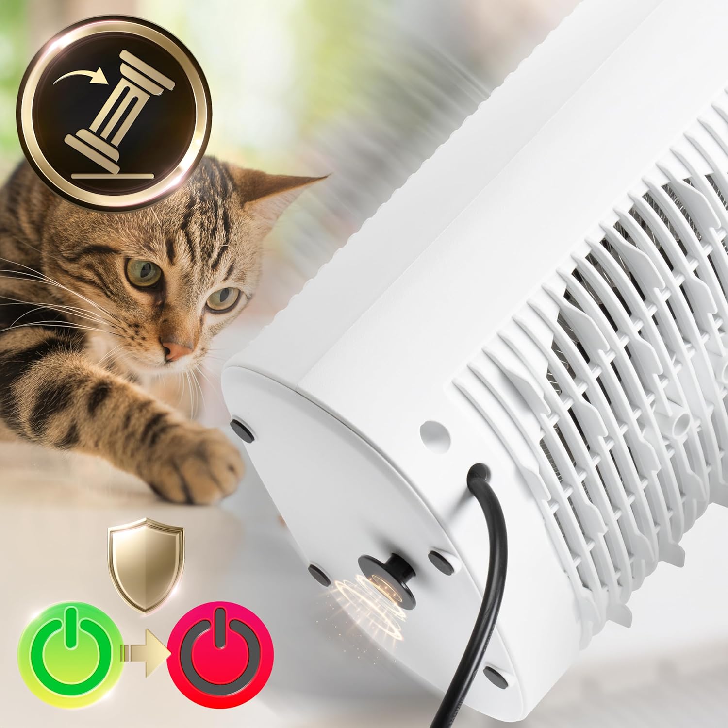 Duronic HV32 WE Radiateur soufflant électrique 2000W Thermostate réglable avec Mode éco Mode turbo Sécurité antibasculement avec arrêt automatique Idéal maison bureau garage