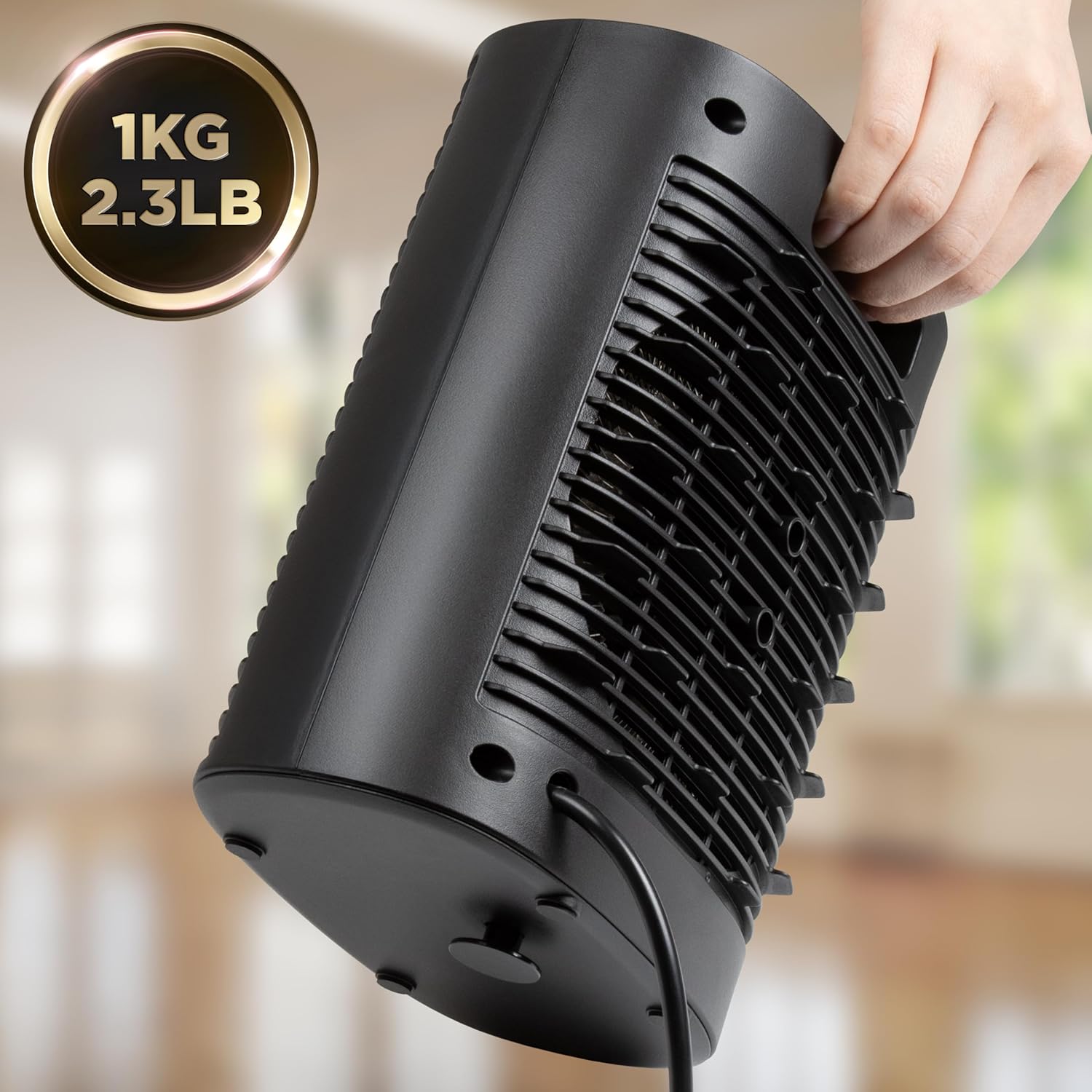 Duronic HV32 BK Radiateur soufflant électrique 2000W Thermostate réglable avec Mode éco Mode turbo Sécurité antibasculement avec arrêt automatique Idéal maison bureau garage
