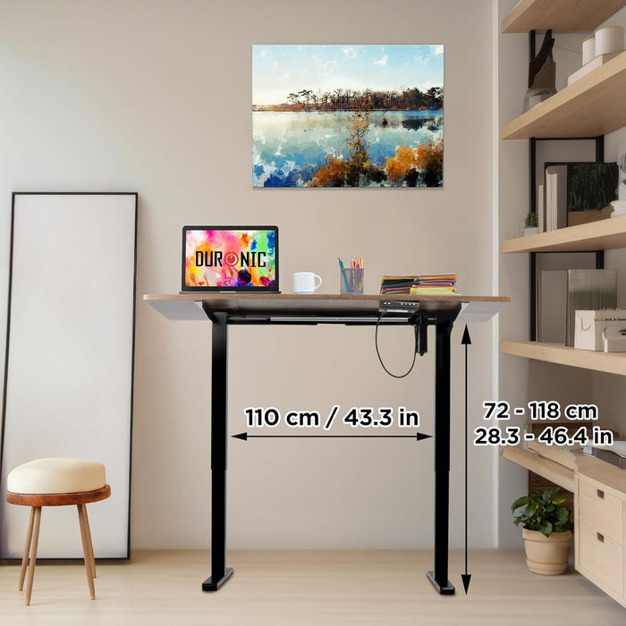 Duronic CD140 BO Bureau Assis-Debout électrique Complet avec Plateau de 140 cm Hauteur Ajustable de 72 à 118 cm Charge maximale de 70 kg Poste Travail Assis Debout Domicile télétravail Bureau