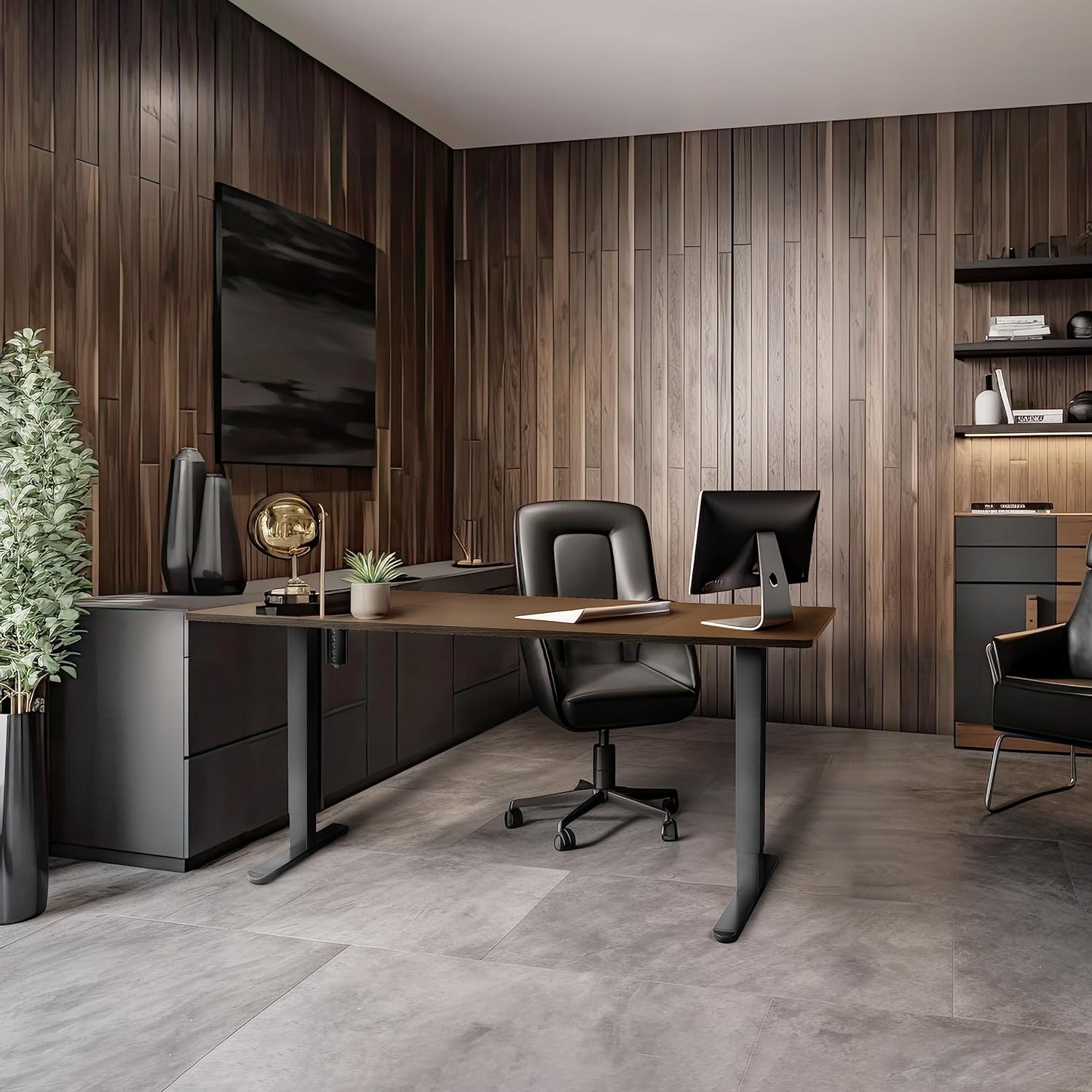 Duronic TM51 BK Structure de Bureau Assis-Debout électrique | Hauteur Ajustable de 72 à 118 cm | Charge maximale de 70 kg | Plateau de 120 140 ou 160 cm vendu séparément | Ports USB et USB-C