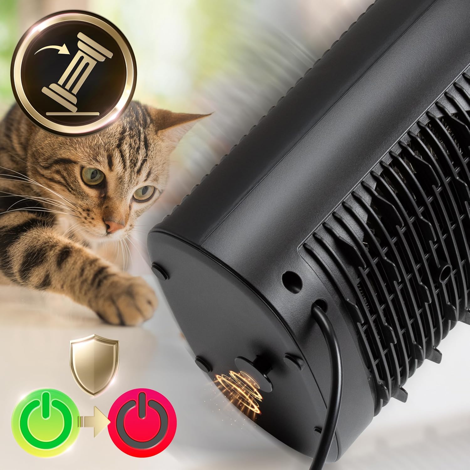 Duronic HV32 BK Radiateur soufflant électrique 2000W Thermostate réglable avec Mode éco Mode turbo Sécurité antibasculement avec arrêt automatique Idéal maison bureau garage