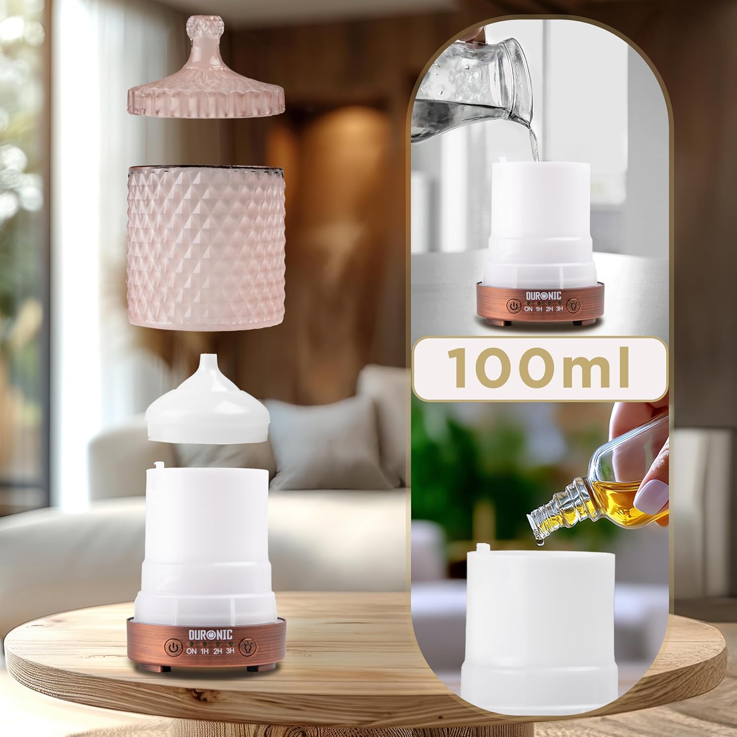 Duronic AD32 Diffuseur d’Arômes Brumisateur d’Huiles essentielles Purificateur d’air Naturel Humidificateur Aromathérapie Maison Bien être Relaxation détente apaisant Parfum