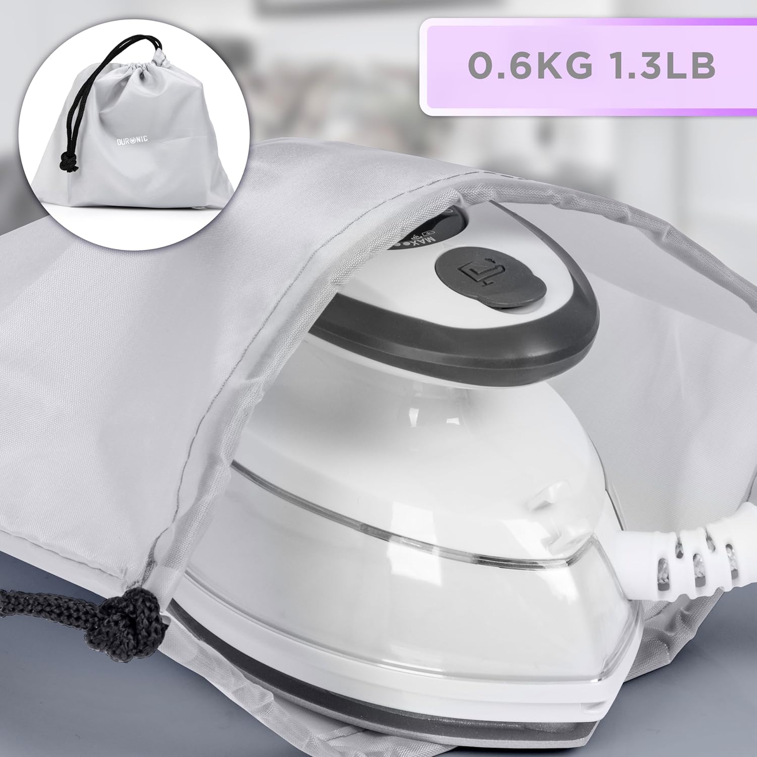 Duronic SI3 WE Fer à repasser à vapeur de voyage 400W Léger et compact 495g Idéal pour les déplacements Convient pour crafts et patchworks Accessoires inclus