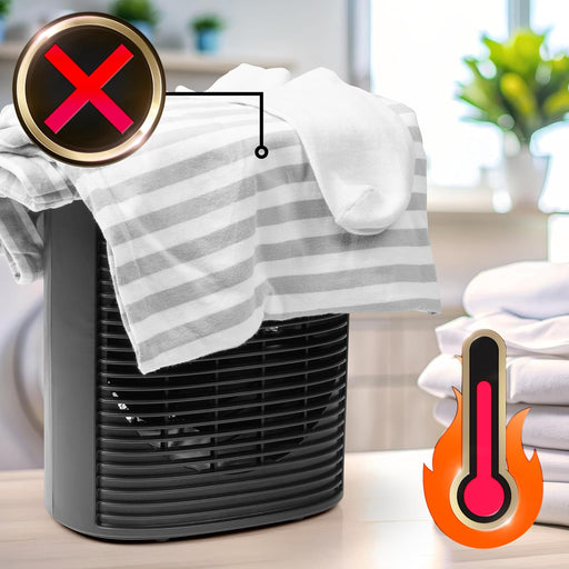 Duronic HV32 BK Radiateur soufflant électrique 2000W Thermostate réglable avec Mode éco Mode turbo Sécurité antibasculement avec arrêt automatique Idéal maison bureau garage