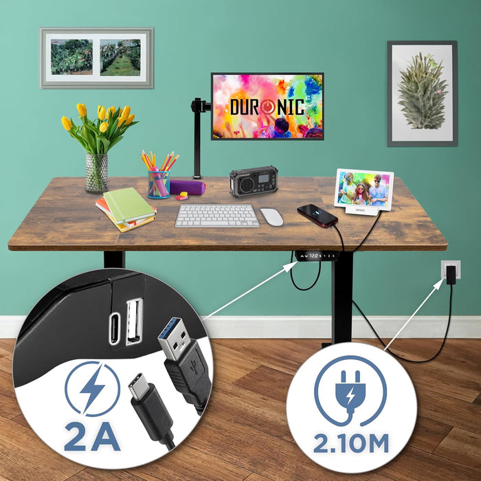 Duronic CD160 BO Bureau Assis-Debout électrique Complet avec Plateau de 160 cm Hauteur Ajustable de 72 à 118 cm Charge maximale de 70 kg Poste Travail Assis Debout Domicile télétravail Bureau