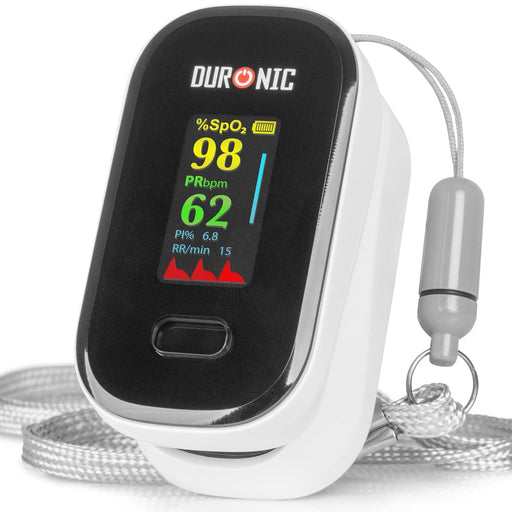 Duronic OX02 Oxymètre de pouls 1.5V Appareil de mesure de saturation en Oxygène du Sang SpO2 Rythme Cardiaque 2x piles AAA