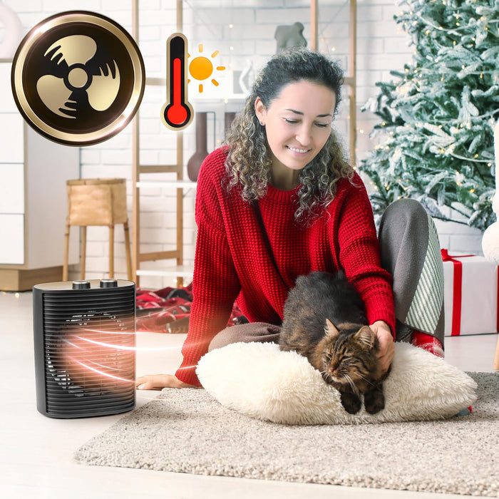 Duronic HV32 BK Radiateur soufflant électrique 2000W Thermostate réglable avec Mode éco Mode turbo Sécurité antibasculement avec arrêt automatique Idéal maison bureau garage