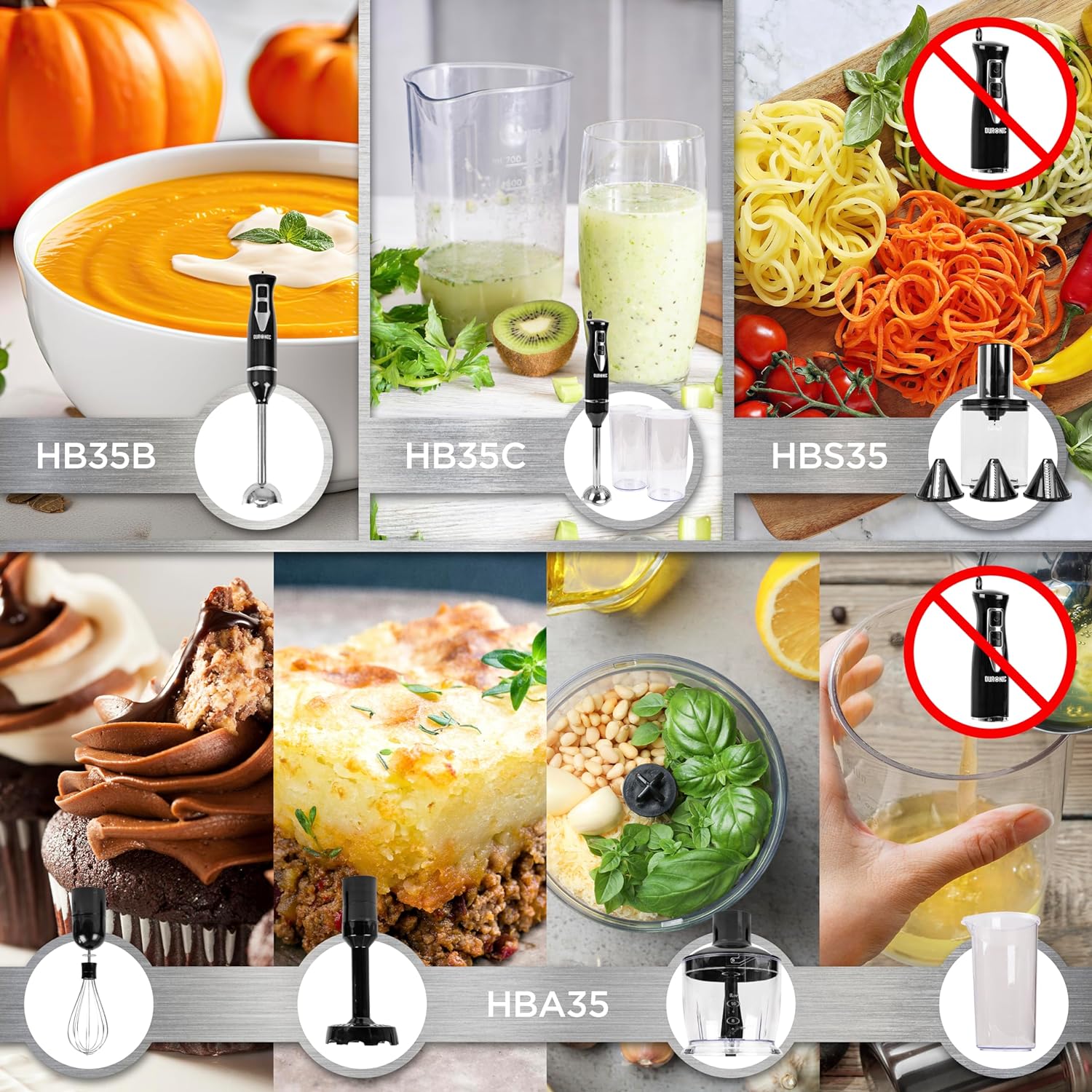 Duronic HB35C Mixeur plongeant à main 350W | 2 Réglages de Vitesses | 2 lames en acier inoxydable | 2 cruches de 600 ml | Résiste à la chaleur | Idéal pour Pâtisserie Smoothie Purée Fruits Légumes