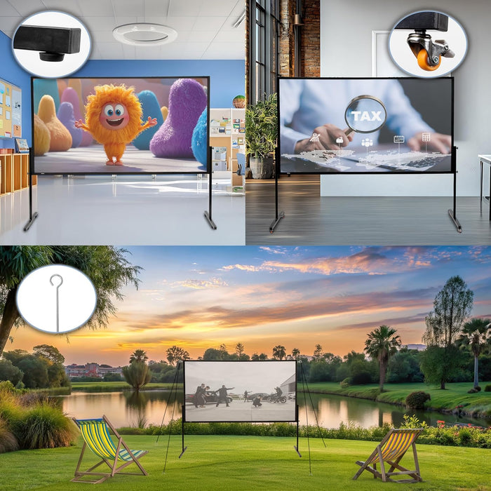 Duronic BD-SFPS120 16:9 Ecran de Projection vidéoprojecteur 120 Pouces Toile de Projection écran Home 4K Full HD 3D Cinema soirée cinéma Bureaux Conférence Classe école Montage Mural trépied