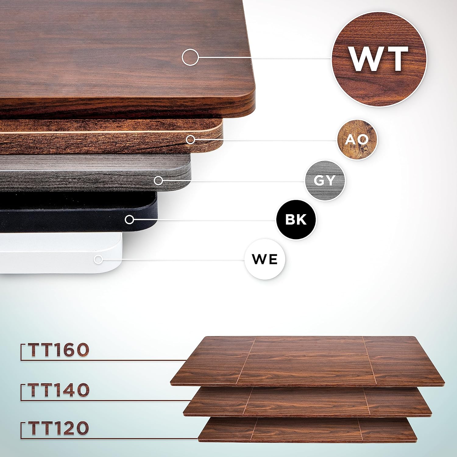 Duronic TT160 WT Plateau pour Bureau Assis Debout de 160 cm | Structure réglable en Hauteur Vendue séparément TM51 ou TM61 | Effet Bois de Noyer