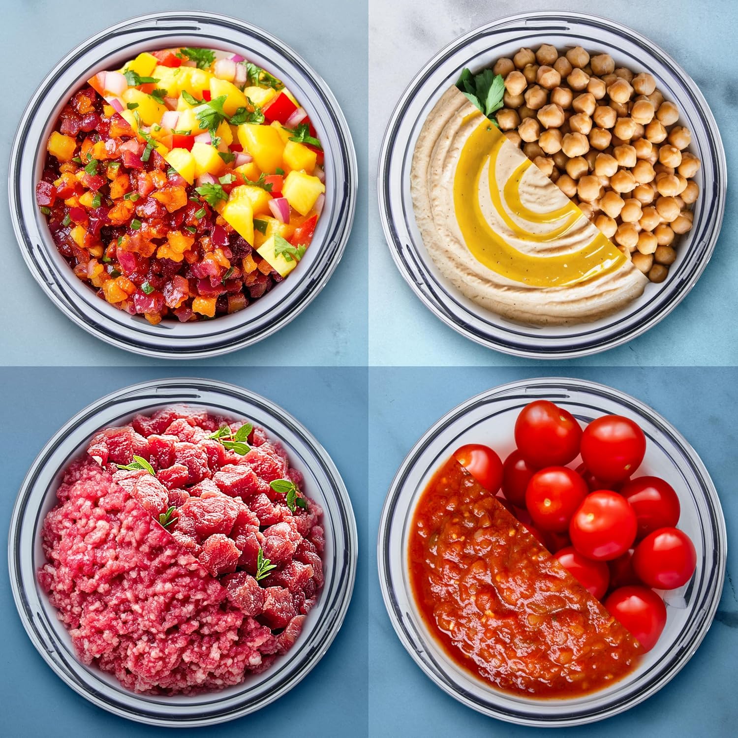 Duronic CH57 BK Mini hachoir 500W avec 2 bols de 700 ml avec couvercle Robot culinaire pour légumes fruits noix épices Permet de préparer sauces purée nourriture bébé