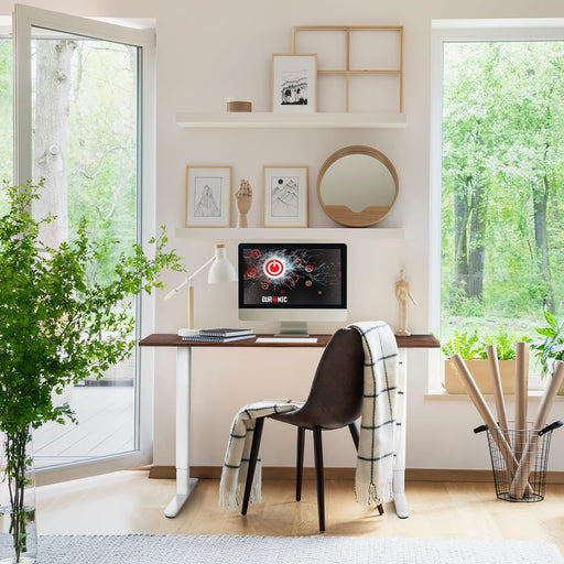 Duronic CD160 WT Bureau Assis-Debout électrique Complet avec Plateau de 160 cm Hauteur Ajustable de 72 à 118 cm Charge maximale de 70 kg Poste Travail Assis Debout Domicile télétravail Bureau