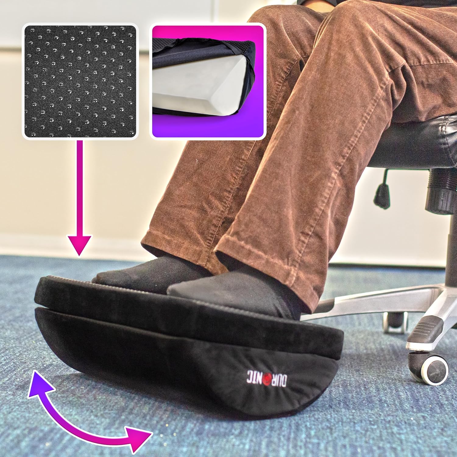 Duronic FT06 Repose-pieds ergonomique Soulage le Stress les Douleurs aux Pieds et réduit la Fatigue Sous le bureau au travail à la maison Stabilité optimale Mousse intérieure confortable