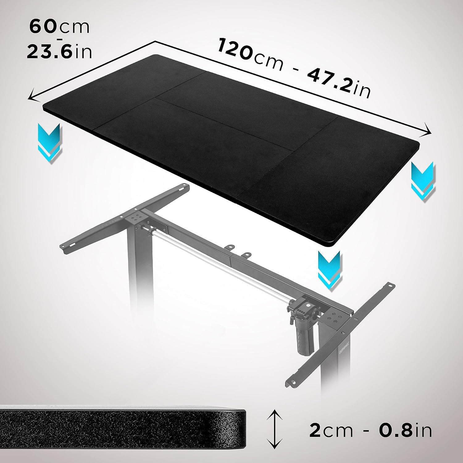 Duronic TT120 BK Plateau pour Bureau Assis Debout de 120 x 60 x 2 cm | Compatible avec la plupart des Structures Assis Debout | Idéal pour Poste de travail à domicile ou bureau