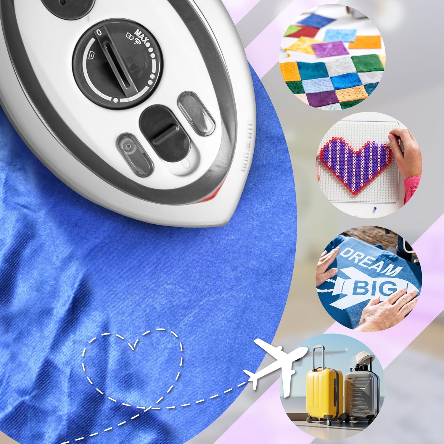 Duronic SI3 WE Fer à repasser à vapeur de voyage 400W Léger et compact 495g Idéal pour les déplacements Convient pour crafts et patchworks Accessoires inclus