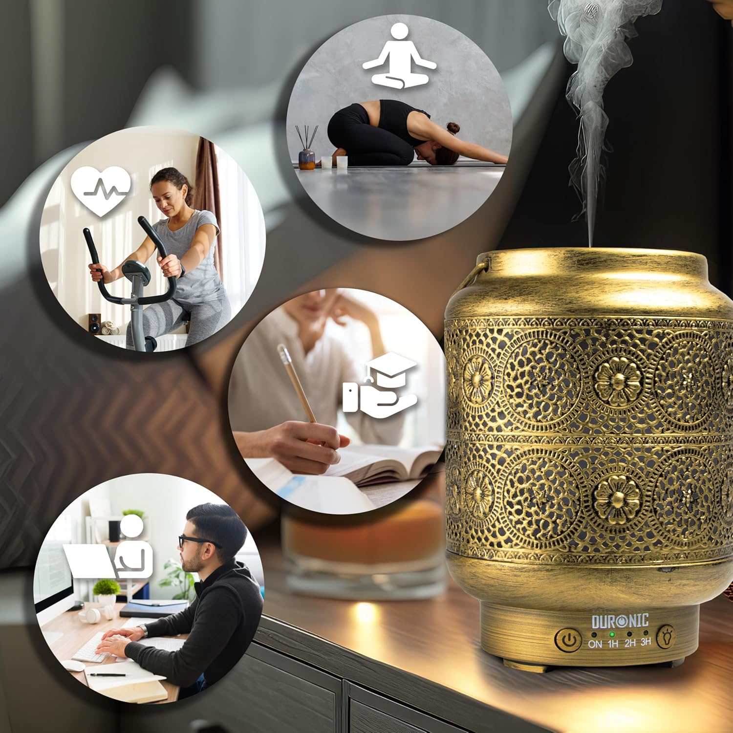 Duronic AD42 Diffuseur d’Arômes Brumisateur d’Huiles essentielles Purificateur d’air Naturel Humidificateur Aromathérapie Maison Bien être Relaxation détente apaisant Parfum