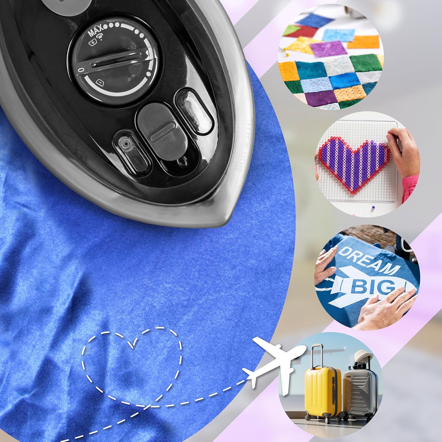 Duronic SI3 BK Fer à repasser à vapeur de voyage 400W Léger et compact 495g Idéal pour les déplacements Convient pour crafts et patchworks Accessoires inclus