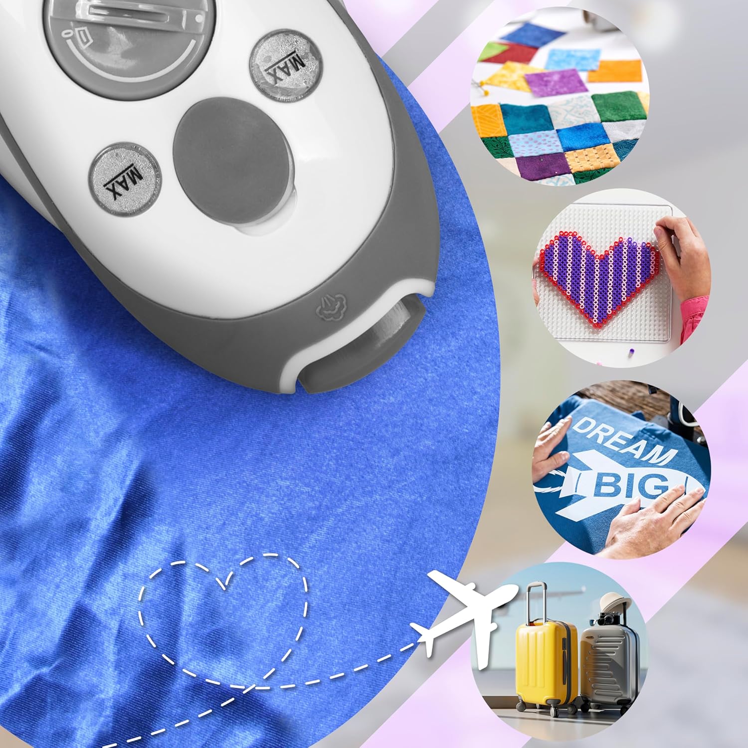 Duronic SI2 WE Fer à repasser à vapeur de voyage 375W Léger et compact 762g Semelle antiadhésive Réservoir de 50 ml Avec brosse et pochette de transport