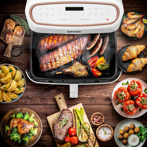 Duronic AFD1 WE Grand Panier de Cuisson de 10 Litres pour Friteuse à air AF24 Tiroir de Cuisson A utiliser avec la Fonction Sync Cook Compatible uniquement avec AF24 et AF34 de Duronic