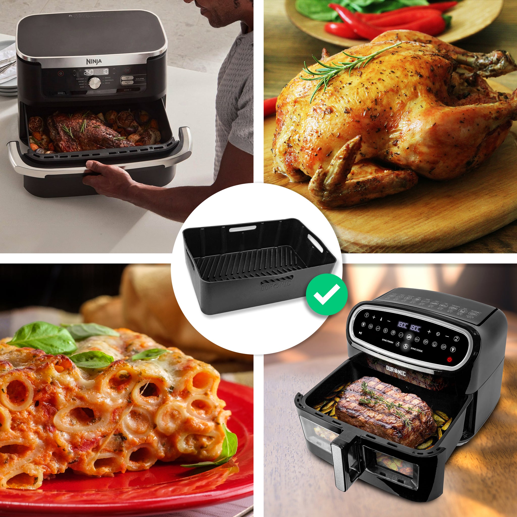 Duronic AFL2 Moule en silicone Plat Réutilisable Accessoire pour Friteuse à air Air Fryer Insert en silicone antiadhésif compatible avec Duronic AF34 AF24 ou autres airfryers