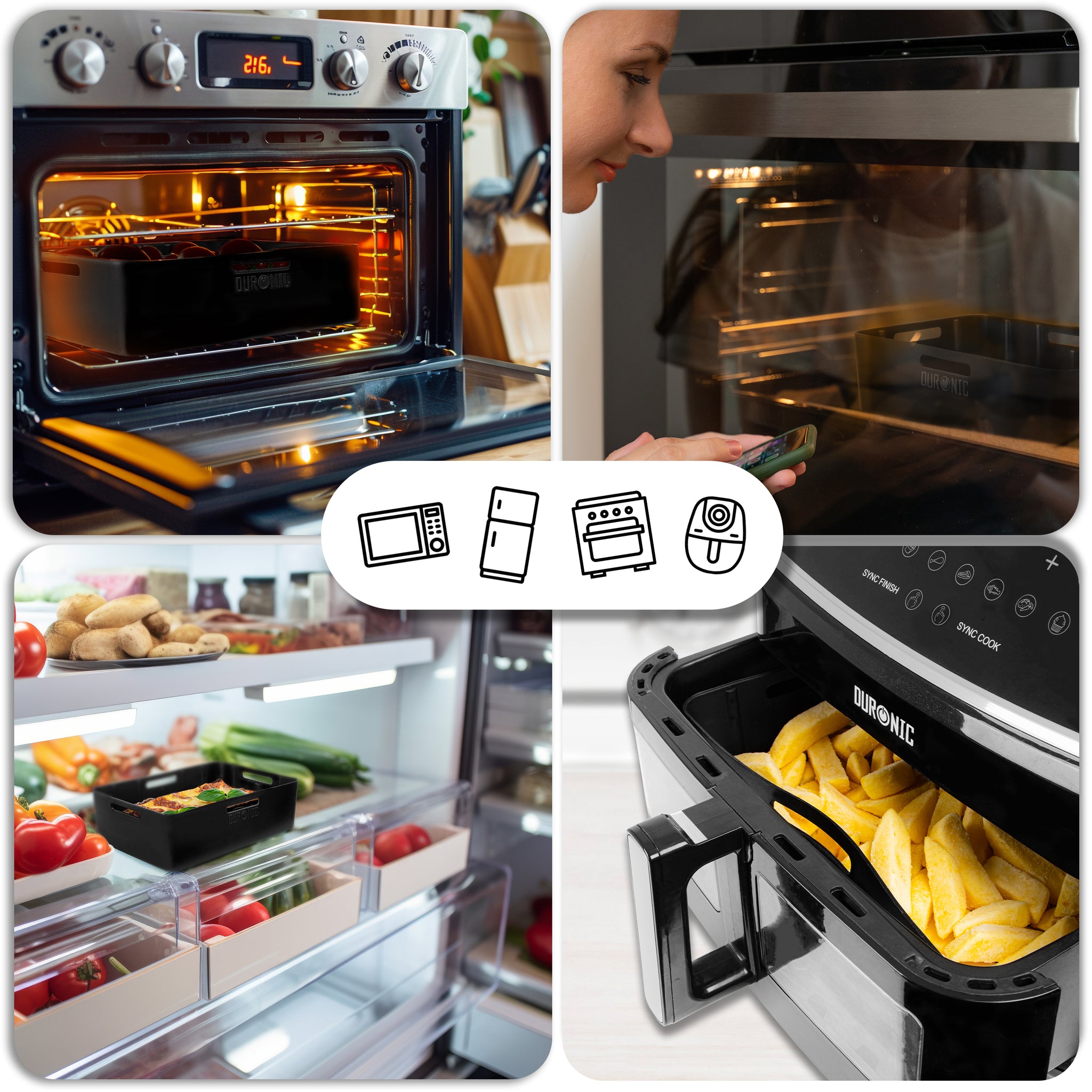 Duronic AFL2 Moule en silicone Plat Réutilisable Accessoire pour Friteuse à air Air Fryer Insert en silicone antiadhésif compatible avec Duronic AF34 AF24 ou autres airfryers