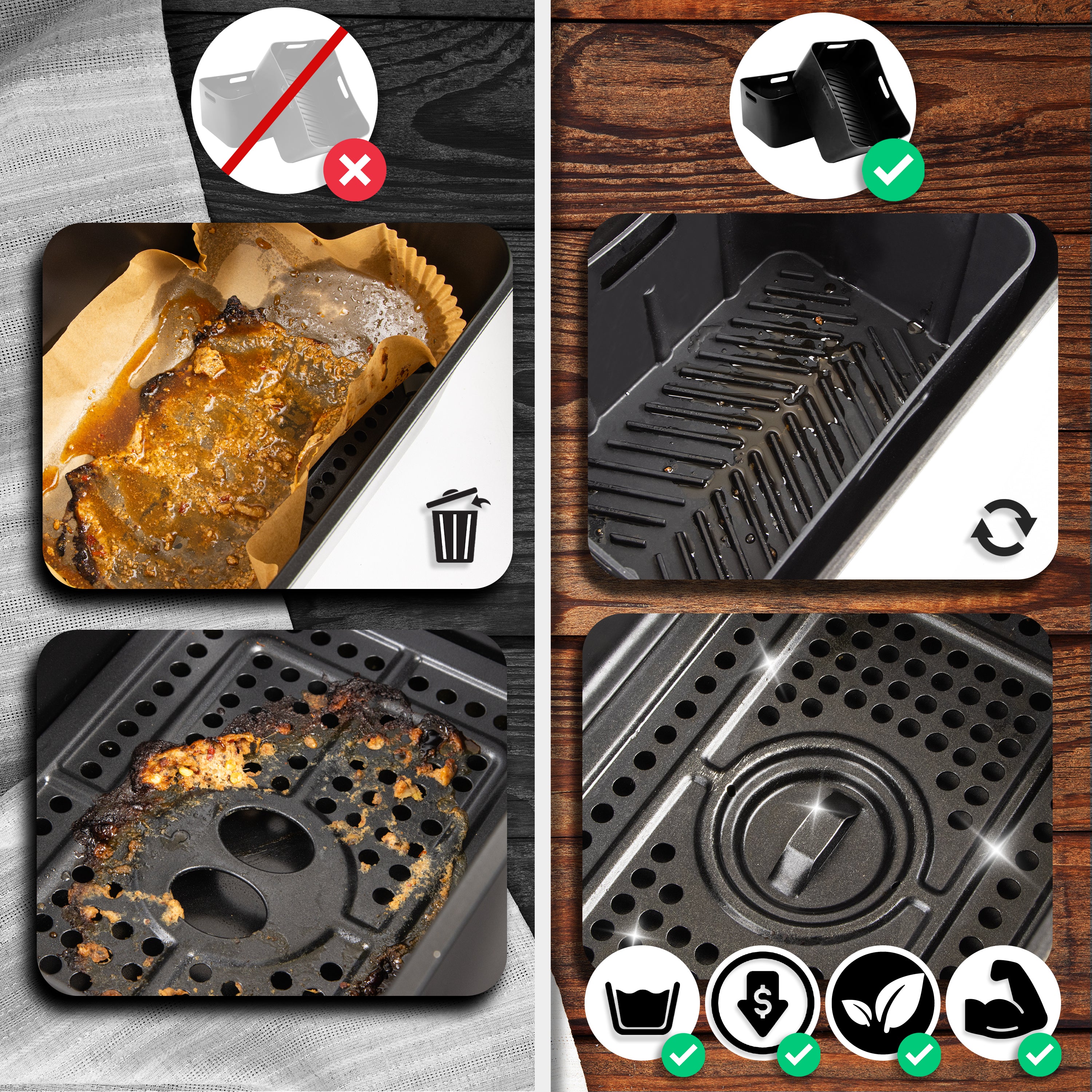 Duronic AFL1 Pack de 2 Moules en silicone Plats Réutilisables Accessoires pour Friteuse à air Air Fryer Inserts en silicone antiadhésifs compatibles avec Duronic AF34 AF24 ou autres airfryers