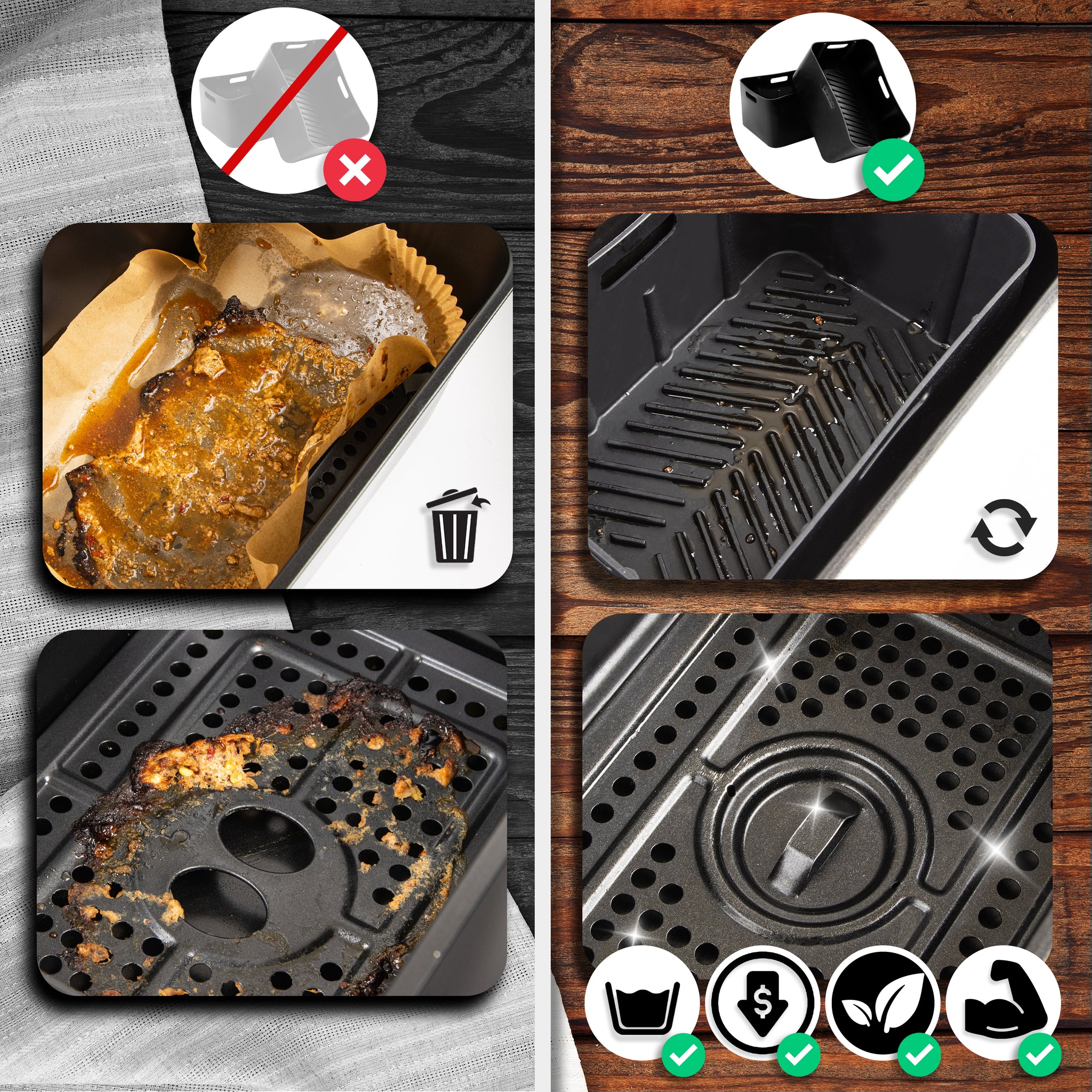 Duronic AFL1 Pack de 2 Moules en silicone Plats Réutilisables Accessoires pour Friteuse à air Air Fryer Inserts en silicone antiadhésifs compatibles avec Duronic AF34 AF24 ou autres airfryers