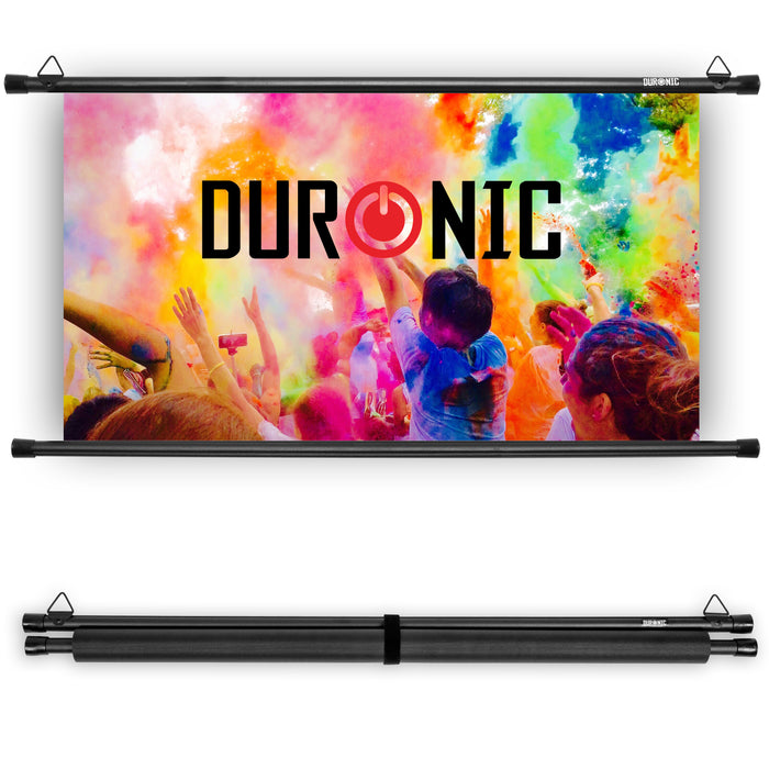 Duronic BPS90 16/9 Ecran de Projection TV et Home Cinema de 90 Pouces 229 cm 199 x 112 cm Fixation par Crochets Barres lestées Toile pour vidéoprojecteur Gain +1 idéal pour 3D 8K 4K 1080P
