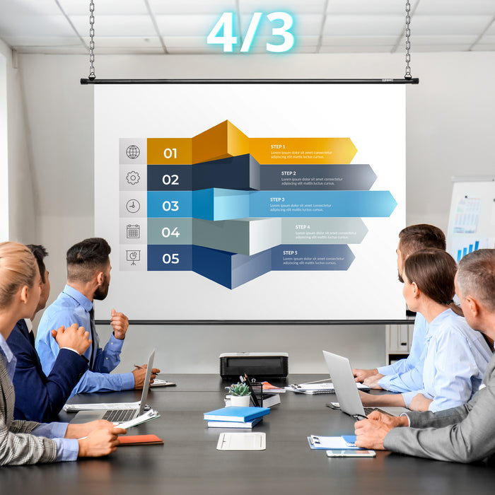 Duronic BPS90 16/9 Ecran de Projection TV et Home Cinema de 90 Pouces 229 cm 199 x 112 cm Fixation par Crochets Barres lestées Toile pour vidéoprojecteur Gain +1 idéal pour 3D 8K 4K 1080P