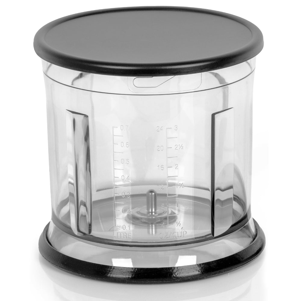 Duronic CHA57B Bol mélangeur pour mini hachoir électrique Duronic CH57 Récipient avec couvercle pour hachoir Capacité de hachage 700 ml Permet de conserver les aliments hachés au frais