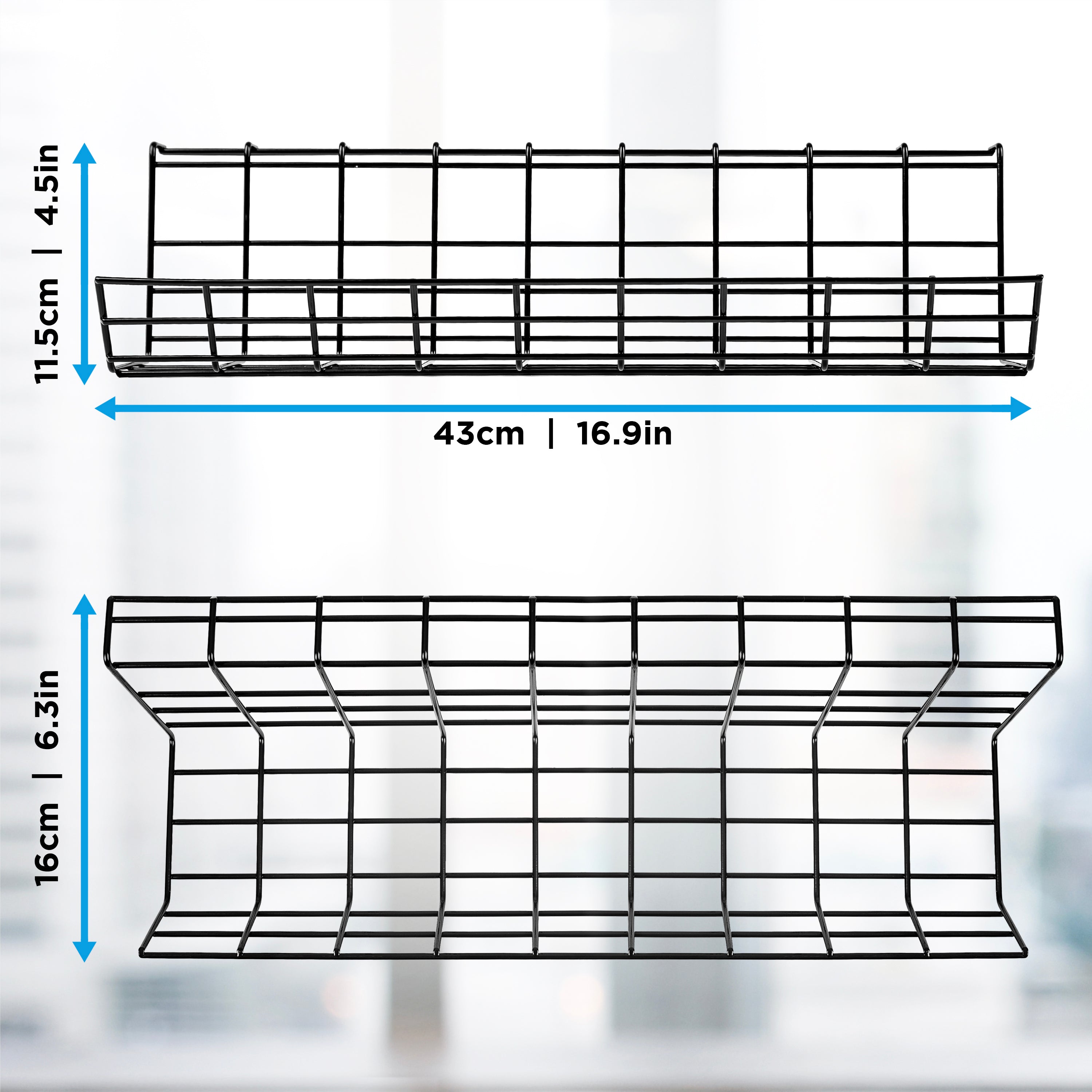 Duronic CMH1 Support de Gestion des Câbles à Placer sous Un Bureau | Tiroir pour Rangement et Organisation des câbles et Fils pour Installation Bureautique | Acier allié | Noir