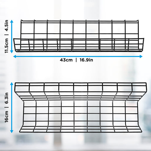 Duronic CMH1 Support de Gestion des Câbles à Placer sous Un Bureau | Tiroir pour Rangement et Organisation des câbles et Fils pour Installation Bureautique | Acier allié | Noir