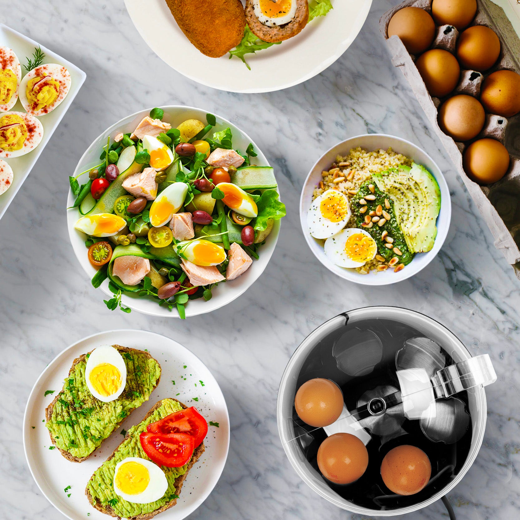 Duronic EB27 BK Cuiseur à œufs 400W 1 à 7 oeufs Thermostat et minuteur pour obtenir œufs durs ou mollets ou à la coque avec fonction dédiée pour préparer 2 types de cuisson Sans BPA