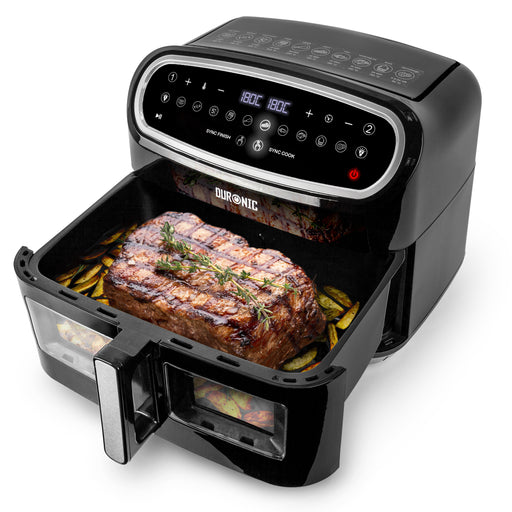 Duronic AF14 BK Friteuse à Air avec 1 grand tiroir de 10L inclus Airfryer avec 10 Programmes de Cuisson Préréglés Sans huile Gâteaux Poulet Rôtir Frites Déshydrater Réchauffer