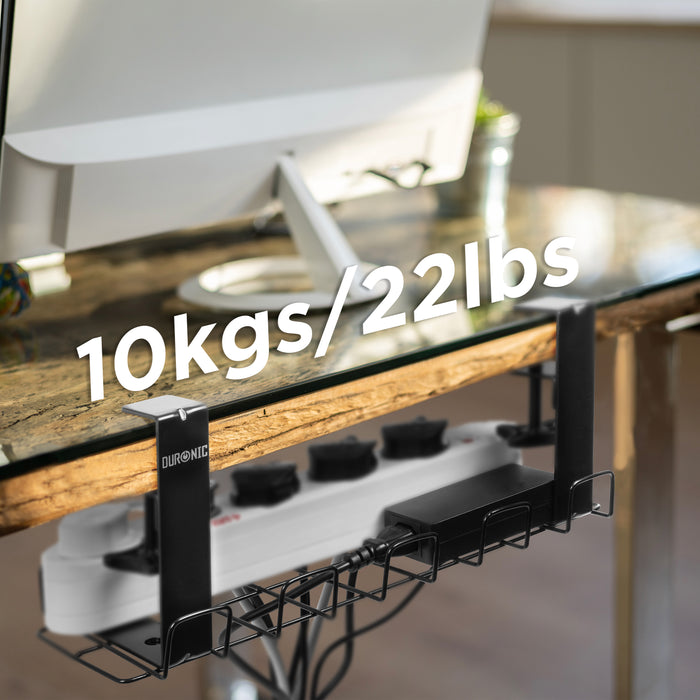 Duronic CMH2 Support de Gestion des Câbles à placer sous un Bureau Tiroir pour rangement et organisation des câbles et fils pour Installation Bureautique