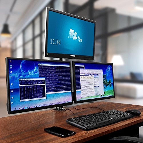 Duronic DM253 Support 3 écrans PC à Pince pour Bureau | Hauteur Ajustable | Rotatif/Inclinable/Pivotable | Compatibilité Universelle avec Moniteur d'Ordinateur LCD/LED VESA 75/100