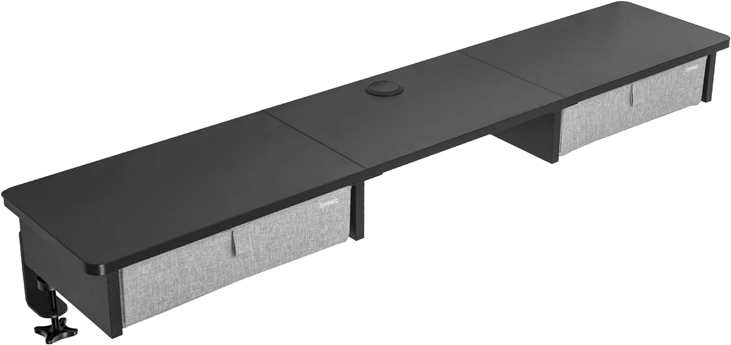 Duronic DD3 BK Planche de 120 cm avec 2 Tiroirs pour Bureau | Compatible avec Plateaux TT120 TT140 TT160 de Duronic | Structure réglable en Hauteur Vendue séparément TM51 ou TM61 | Noir | MDF