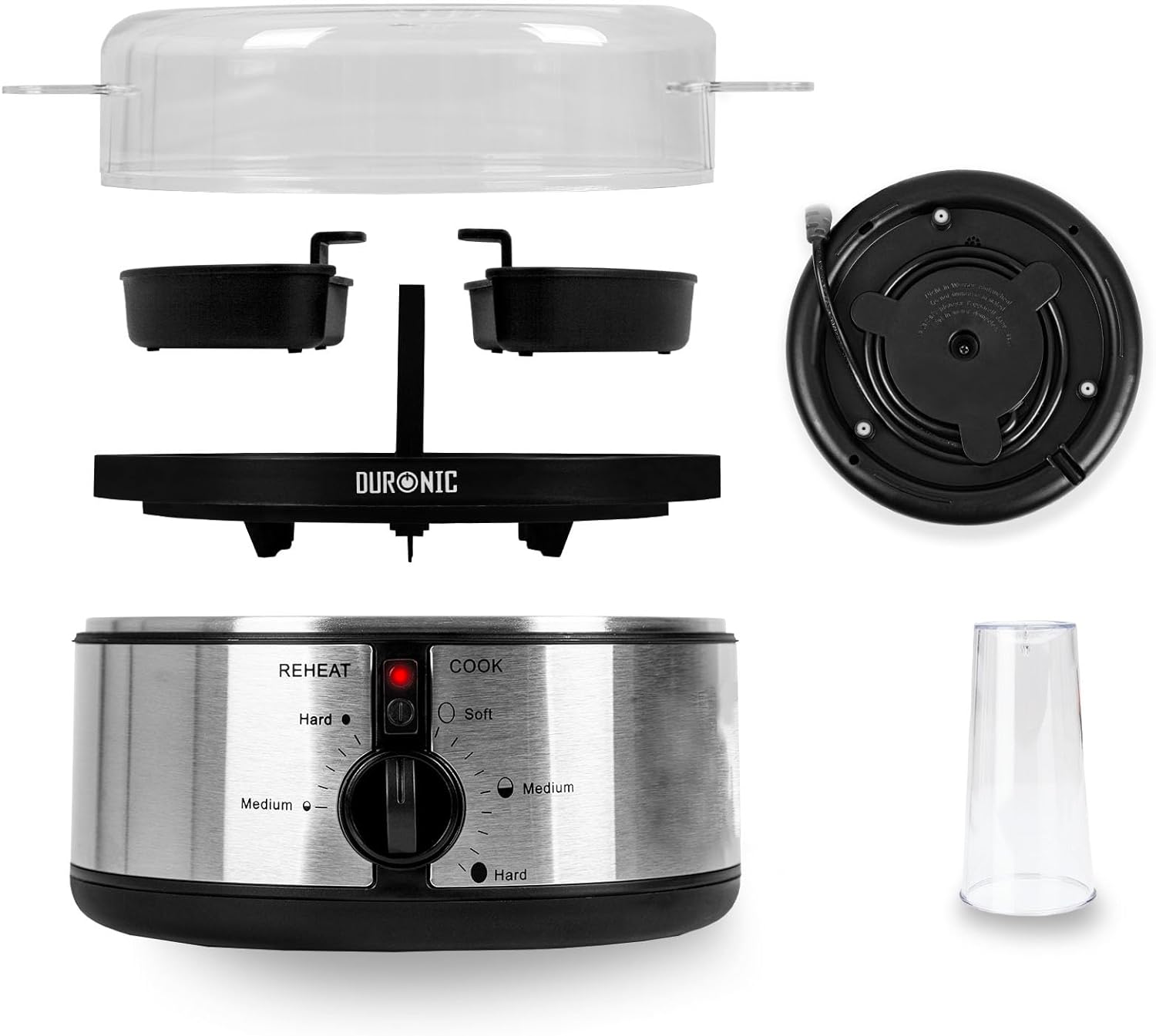 Duronic EB35 BK Cuiseur à oeufs De 1 à 7 oeufs Thermostat et minuteur pour obtenir oeufs durs ou mollets ou à la coque avec fonction dédiée pour préparer deux types de cuisson