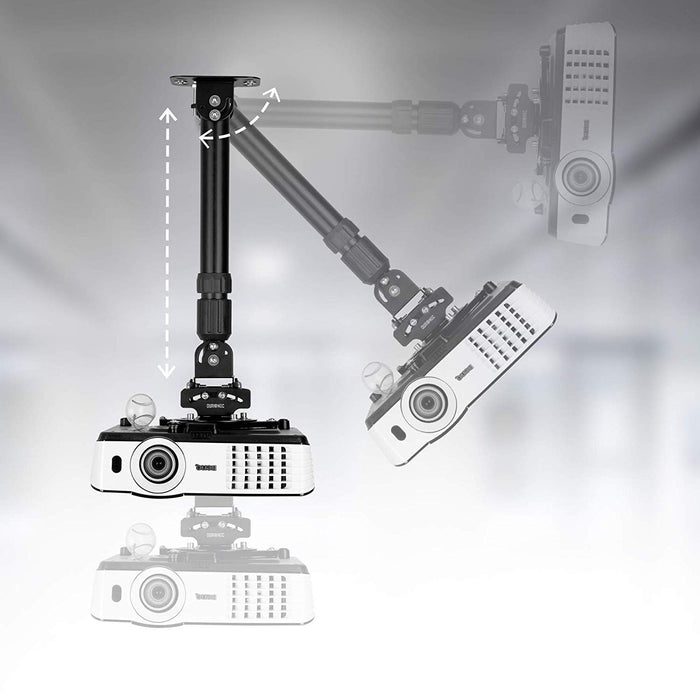 Support Vidéoprojecteur Universel Rotatif 360° – Pied, Mural Ou Plafond Sans Perçage, Idéal Mini Projecteur, Caméra & Smartphone, Charge 5 Kg, Noir