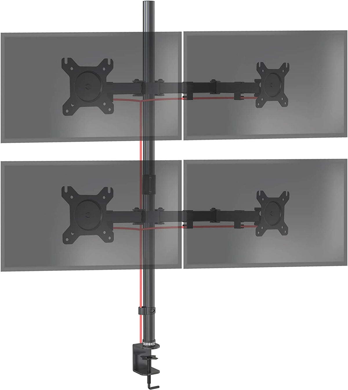 Duronic DM254 Support Moniteur Pour 4 Écrans - Bras Articulés Ergonomiques Avec Pince De Bureau