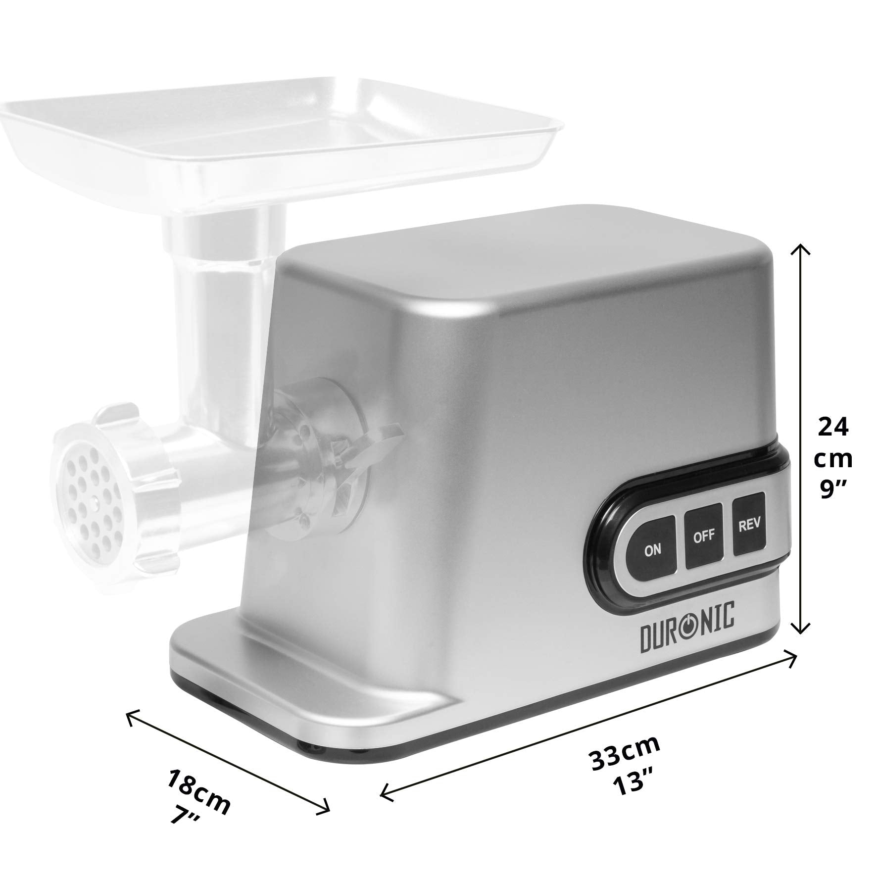 Duronic MG301 Hachoir à viande en inox 3000W - Accessoires pour viande hachée, saucisses, kibbés. Idéal pour créer des mets à base de viande ou de légumes (burgers végétaliens)