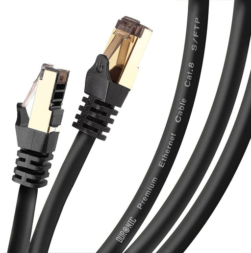 Duronic CAT8 BK Câble Ethernet 1,5 M Noir| S/FTP paire torsadée écrantée et blindée | Bande passante 2GHz | Transmission des données 40 Gigabits