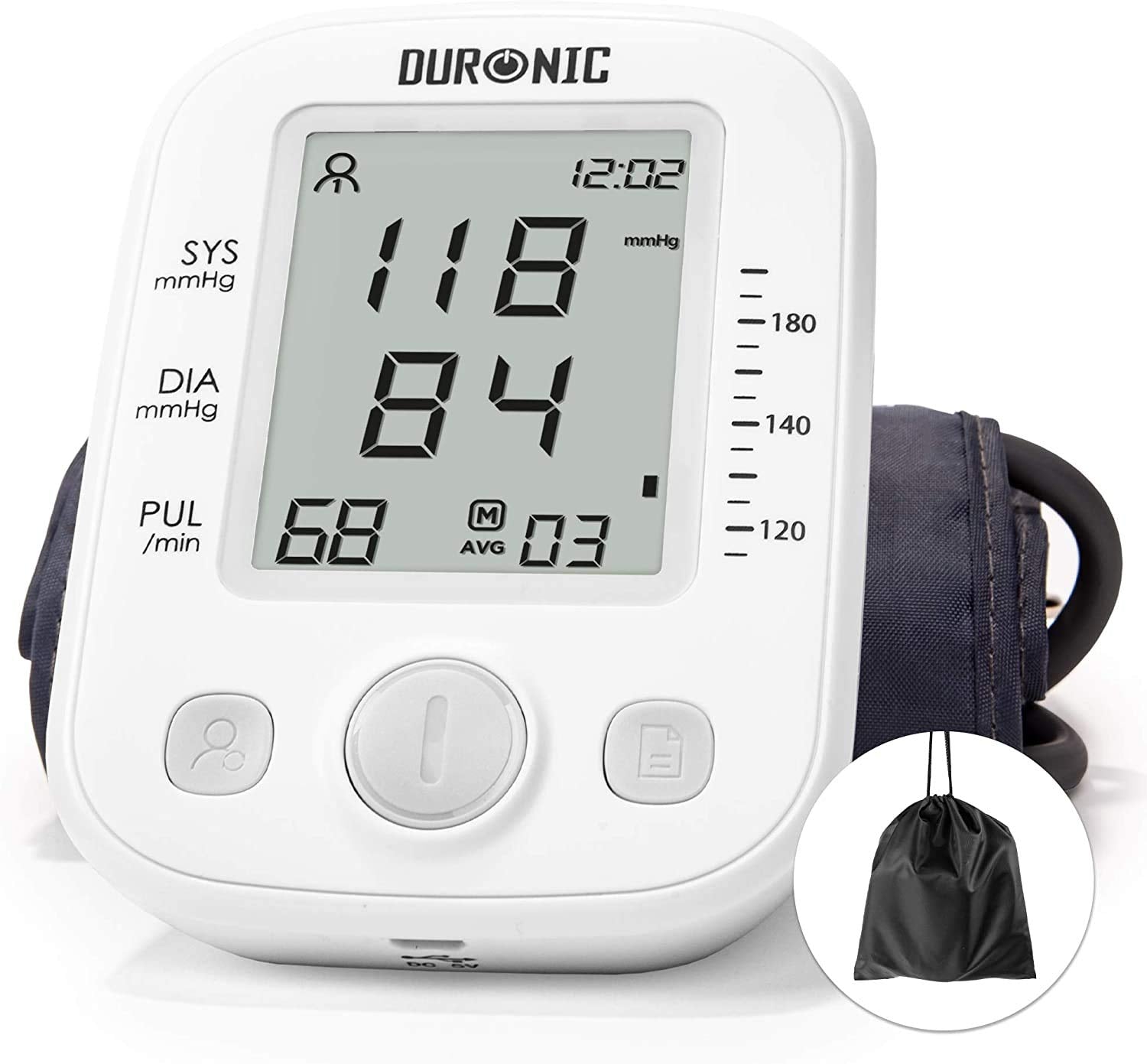 Duronic BPM200 Tensiomètre Electronique pour Bras – Mesure Automatique de la Tension Artérielle – Détecte les Irrégularités Cardiaques – Large Ecran LCD pour lire les Mesures – Jusqu'à 99 Sauvegardes