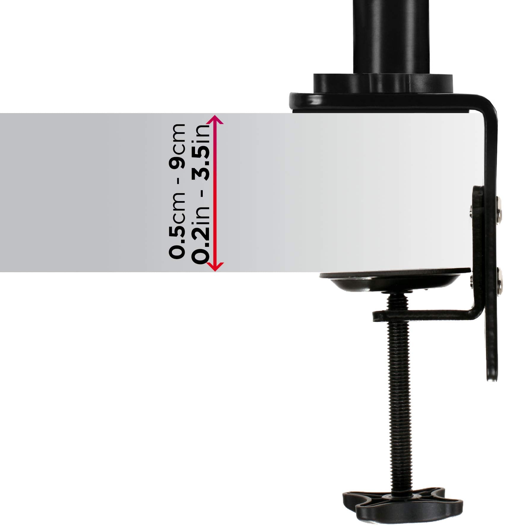 Duronic DMGM5X1 Support de moniteur | 1 écran entre 15 et 32 pouces | Lumière d'ambiance LED rouge | Hauteur ajustable | VESA 75/100 | 8 kg | Bras à gaz | Flexibilité de pivot, rotation et inclinaison