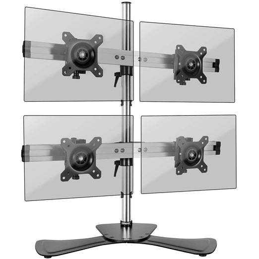 Duronic DM754 Support Quadruple 4 écrans PC sur Socle | Hauteur Ajustable | Rotatif et Inclinable | Compatibilité avec Moniteur VESA 75/100 | Potence et Bras en Aluminium | Passe câbles Inclus