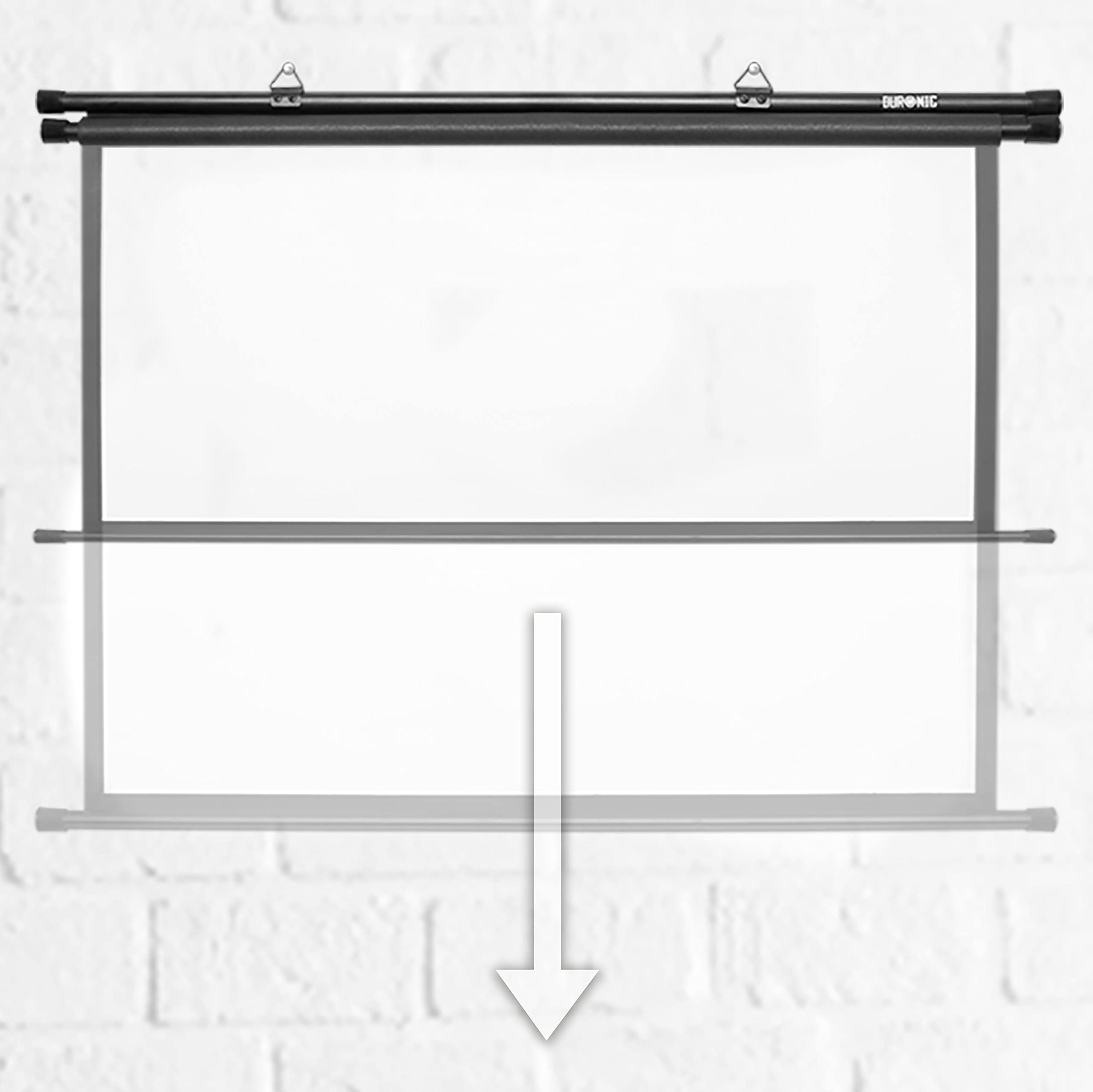 Duronic BPS90 /43 Ecran de Projection avec Barres et Crochets pour vidéoprojecteur - Toile de 90 Pouces ou 229 cm (183 x 137 cm)