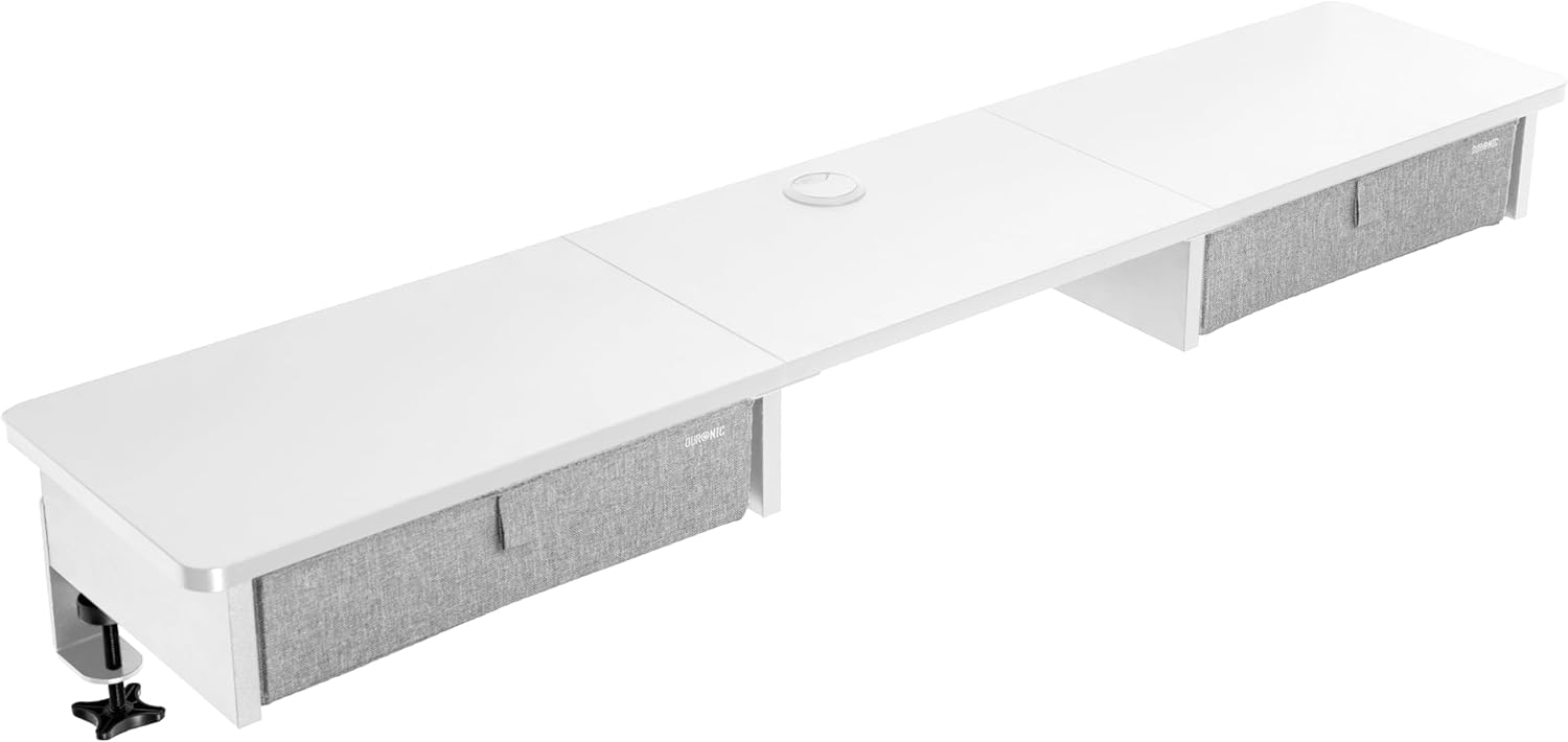 Duronic DD3 WE Planche de 120 cm avec 2 Tiroirs pour Bureau | Compatible avec Plateaux TT120 TT140 TT160 de Duronic | Structure réglable en Hauteur Vendue séparément TM51 ou TM61 | Blanc | MDF